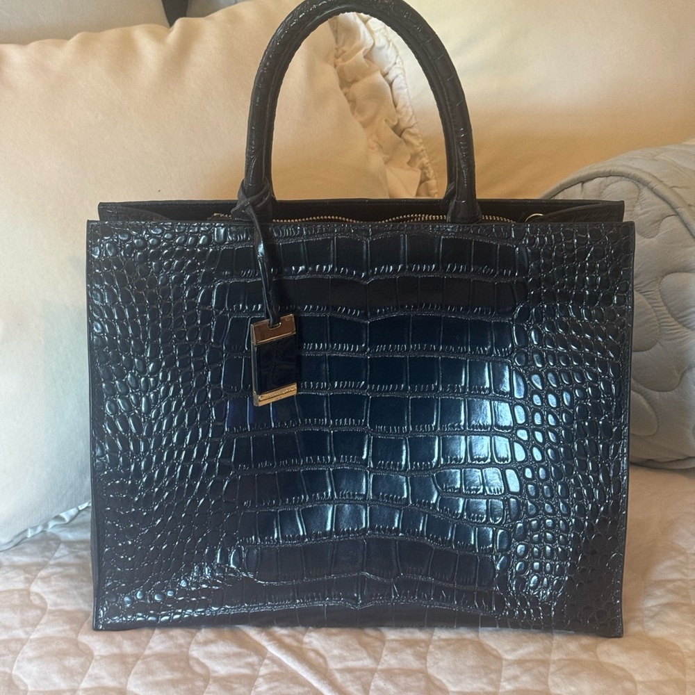 Vintage Christian Lacroix Black and Gold Embossed Handbag